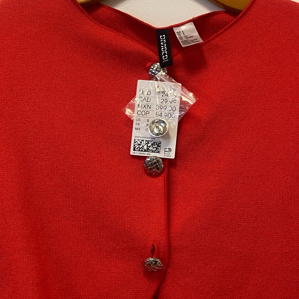 H&M Divided Red Crop Top Cardigan - Picture 9 of 11